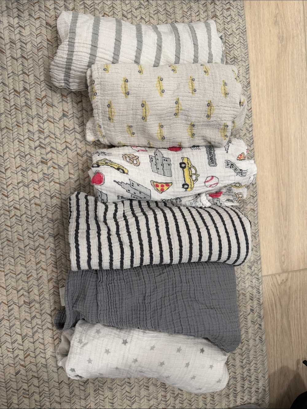 Kids Muslin Swaddle Blanket Pack - Gray, White & Patterned